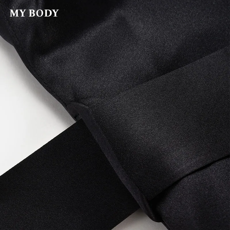 MY BODY Silk Pajama Set Women's Amber Black-3