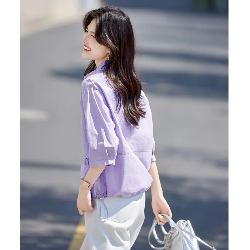 Still quiet Shirts Women's Purple-5