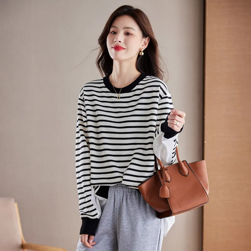 Like The Age Of Water Spring, Fall Sweatshirt Regular Women's Stripes-4