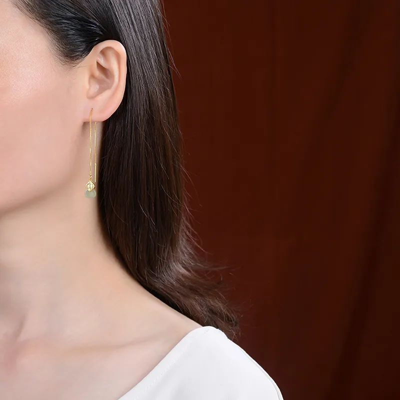 Royal Heaven's Choice Earrings Green Jade Unisex-5