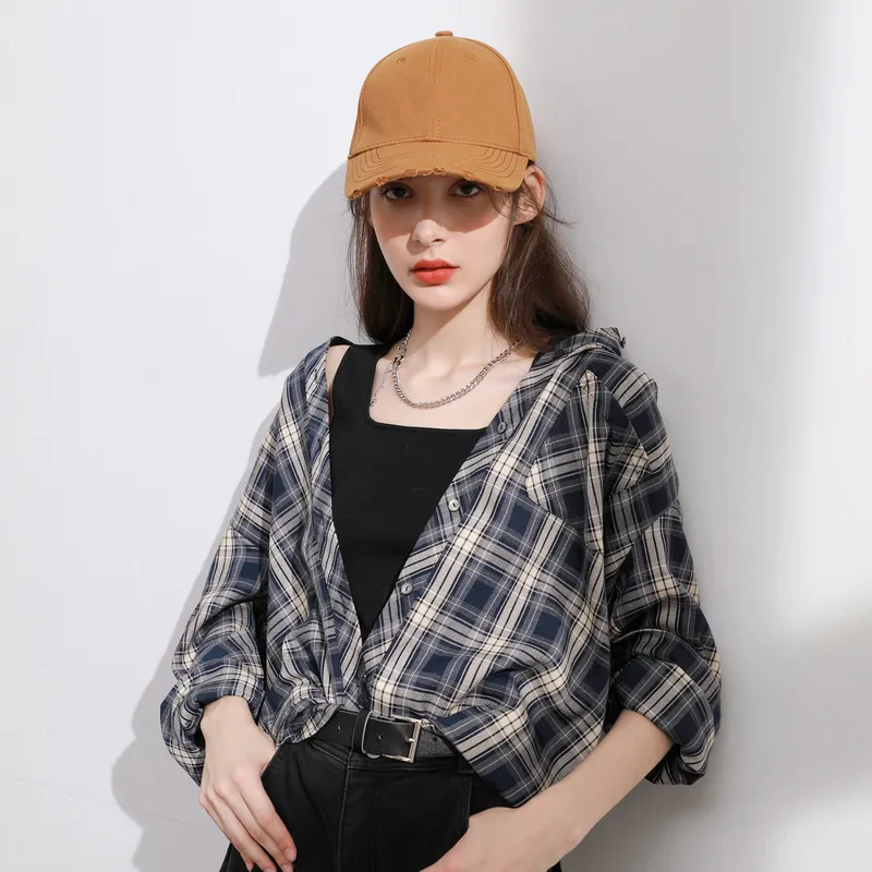 3COLOUR Shirt Women's Navy Blue Plaid-3
