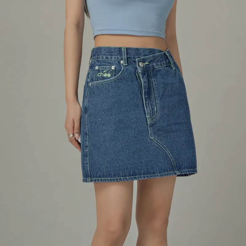 CHUU Denim Short Skirts Women's Dark Denim Blue-3