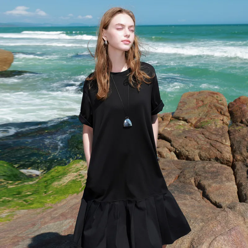 3COLOUR Short Sleeved Dress Women's Classic Black-3