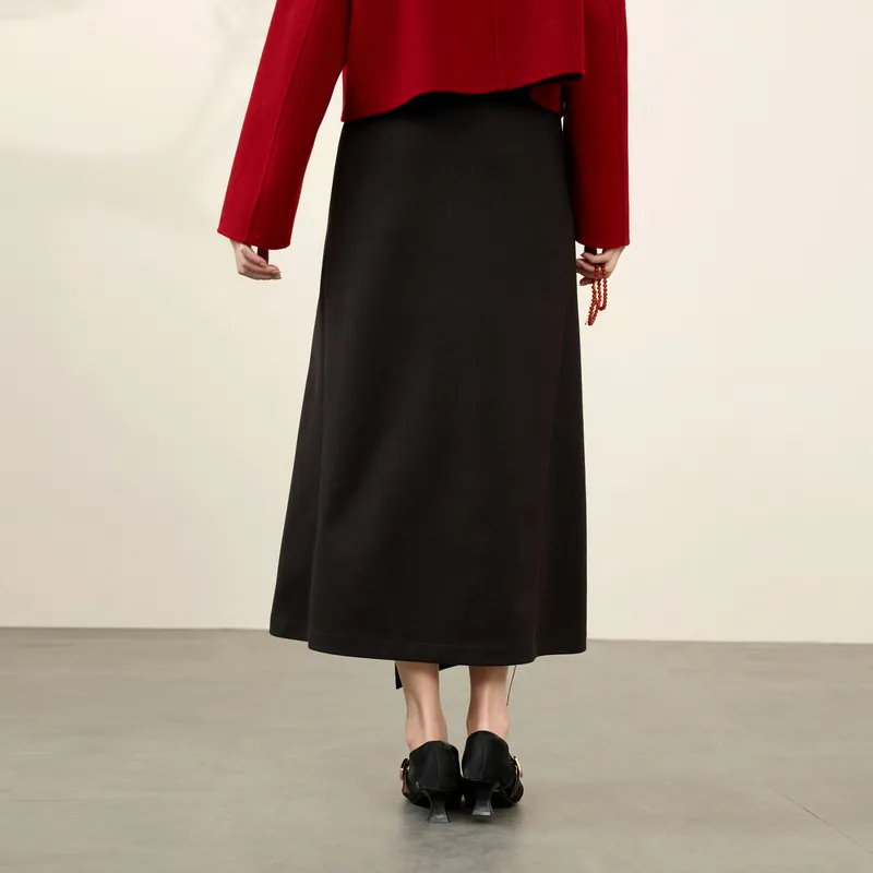 3COLOUR Casual Long Skirt Women's Classic Black-5