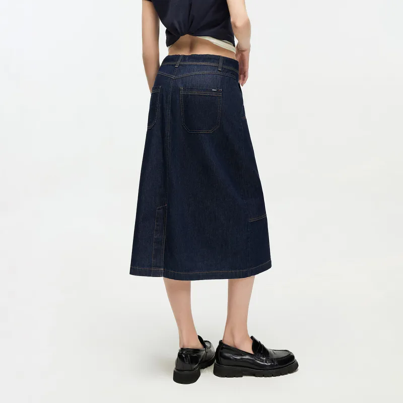 ONLY Denim Long Skirts Women's J36 810 Washed Denim Blue-3