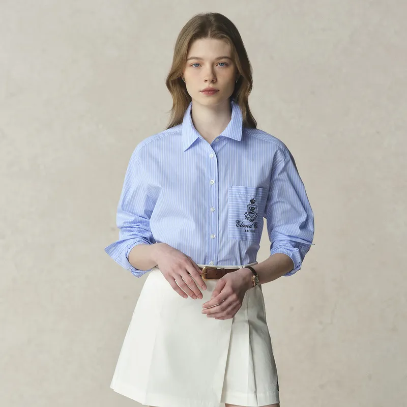 E.land Shirt Women's Blue 50Blue-3
