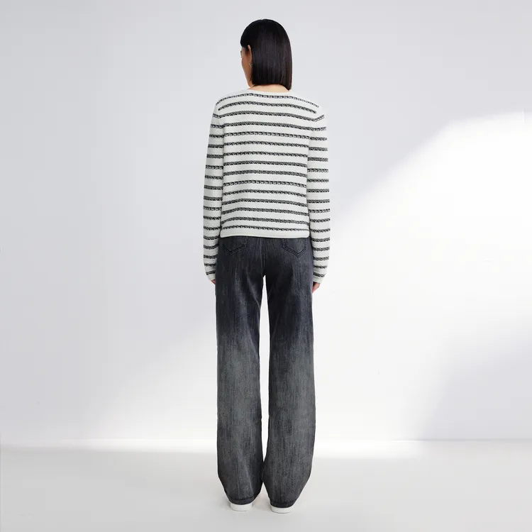 SHUIYUNJIAN Knitwear Women's Raw White Strips-2