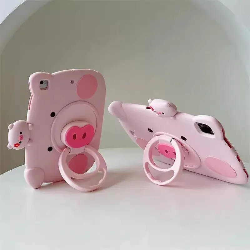 Sopi Pink Pig Nose Rotating Stand Compatibility With Apple IPad Pro/Air 5/Mini 6/7/11 Tablet Protective Cases-1