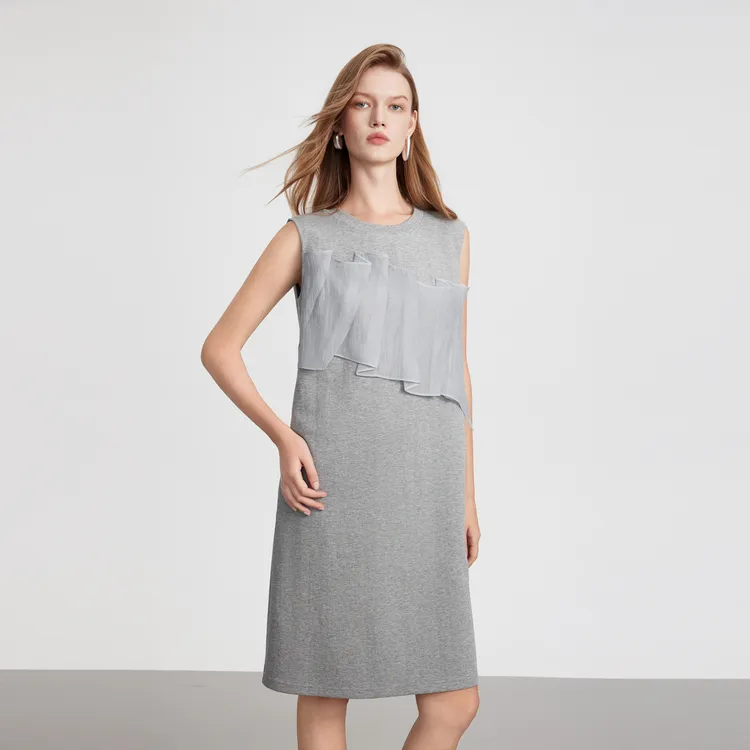 ELLE Sleeveless Dresses Women's Light Gray-6