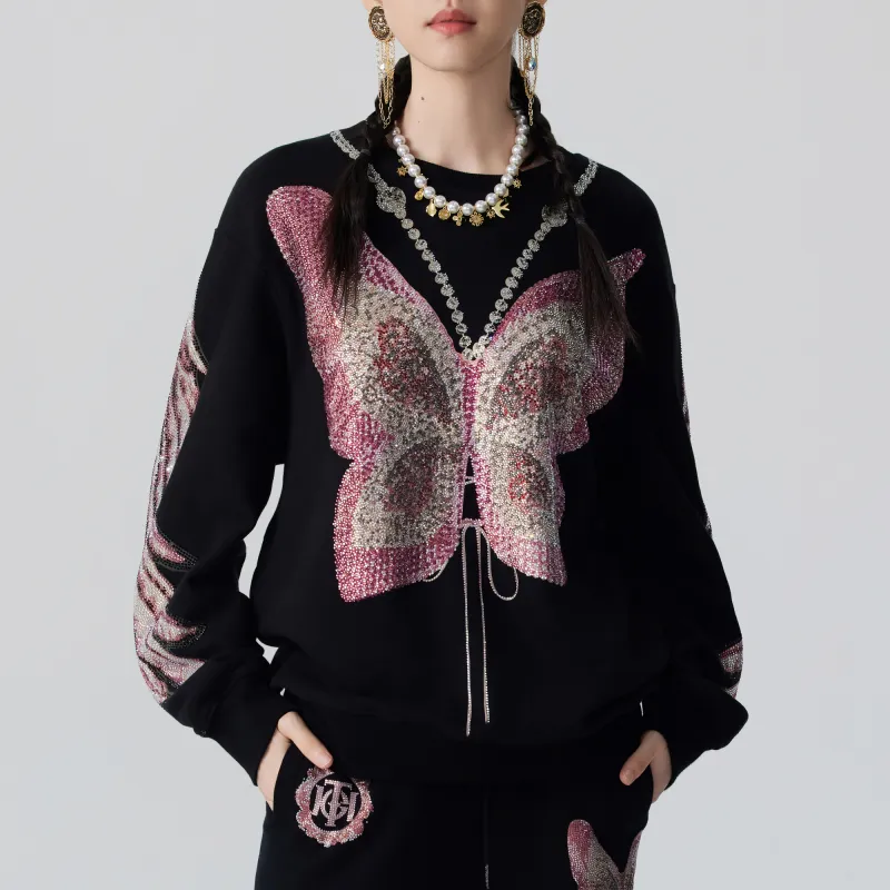 TCH Sweatshirt Women's Black With Pink Logo-5