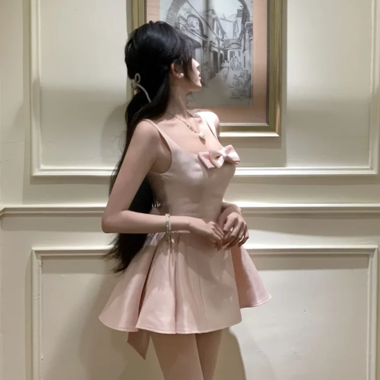 QYPRF Slip Dresses Women's Pink-2