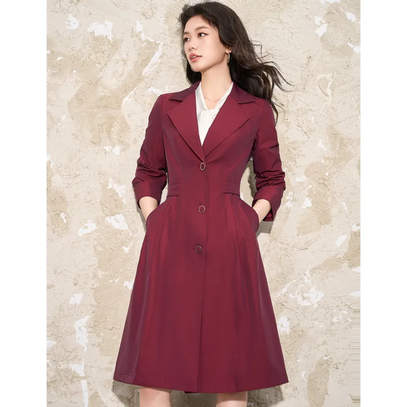 Mylan Spring Fall Trench Coat Loose Fit Women's Fuchsia-1