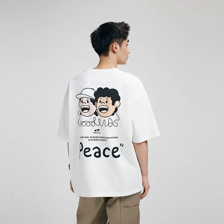 Zola X PEACEBIRD MEN T Shirts Men White Batch 1 Loose Fit-4