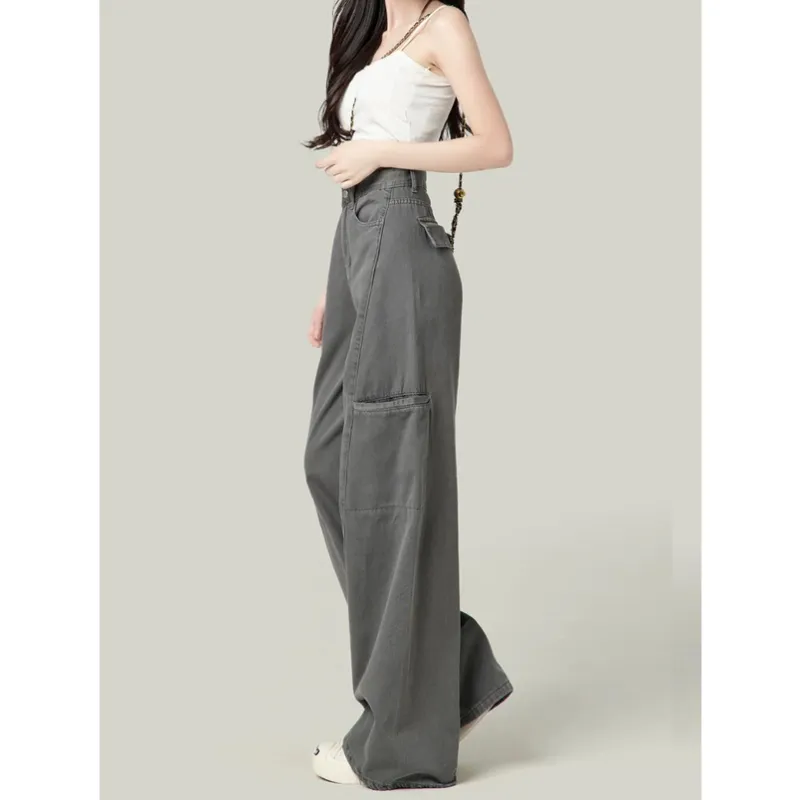 XIANSINIAO Jeans Women's Gray-3