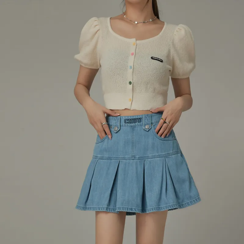 CHUU Denim Short Skirts Women's Light Blue-2