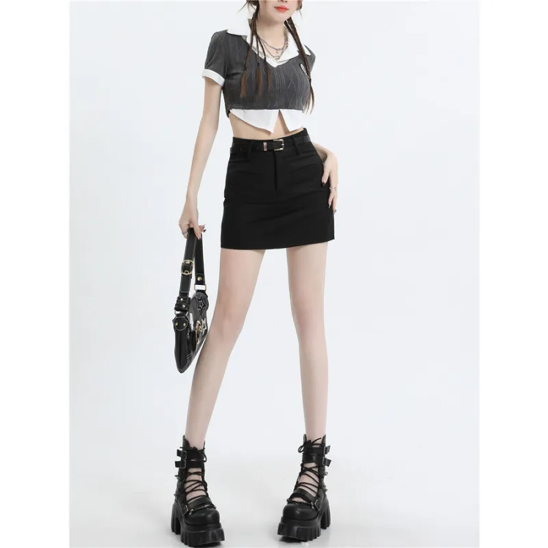 ZAVK Casual Short Skirts Women's Ink Black-1