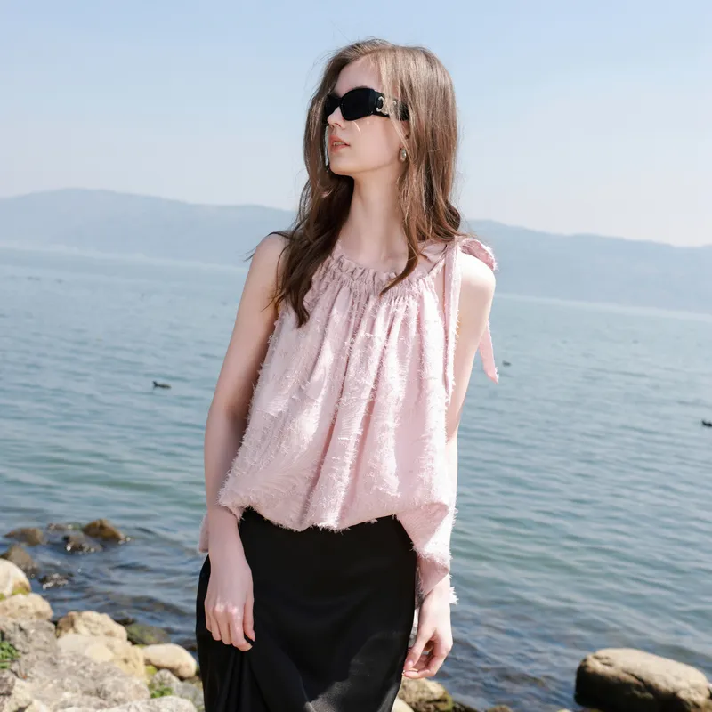 3COLOUR Chiffon Shirts Women's Smoke Pink-6