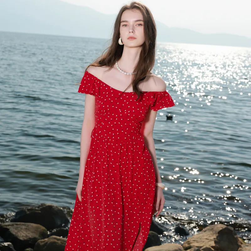 3COLOUR Short Sleeved Dress Women's Rose Red Floral-5