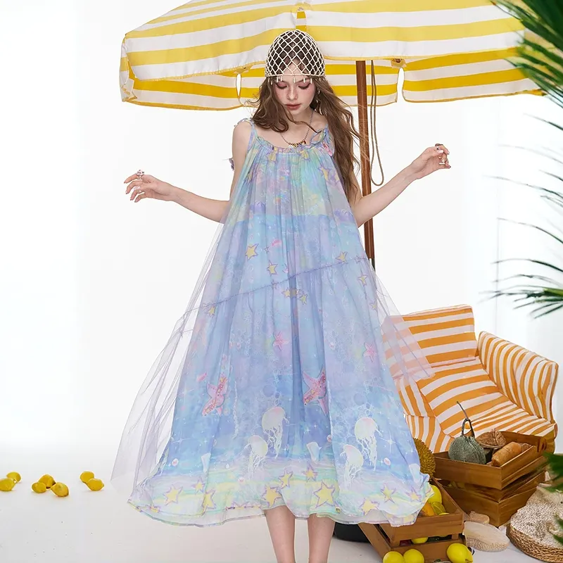 ELF SACK Slip Dresses Women's Phantom Sea Blue-2