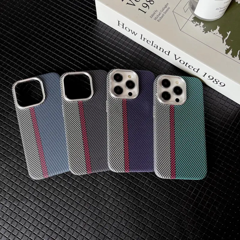 Record Star PC Material Magnetic Kevlar Texture Phone Cases Compatibility IPhone15pro Girlish Business Formal Style-3