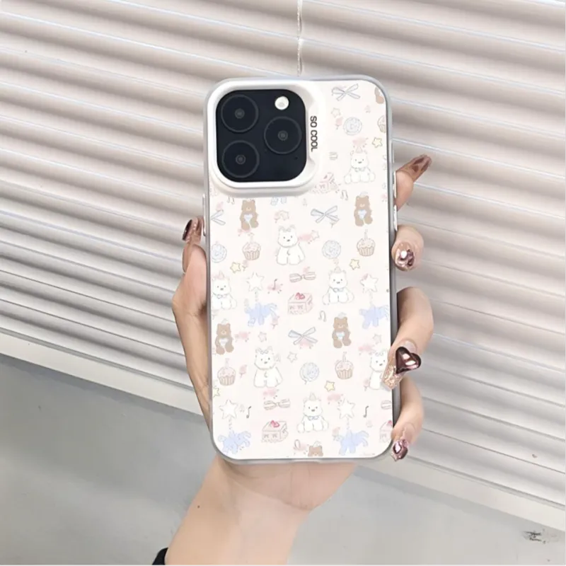 Sopi Acrylic Material Cute Cake Puppy Phone Cases Compatible With IPhone 16/15 Pro Max/Apple 13/14 Pro Max Collection-1