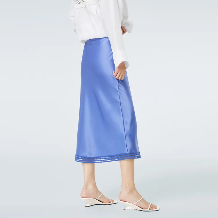 OVV Casual Long Skirts Women's Royal Blue Solid Color 17-2