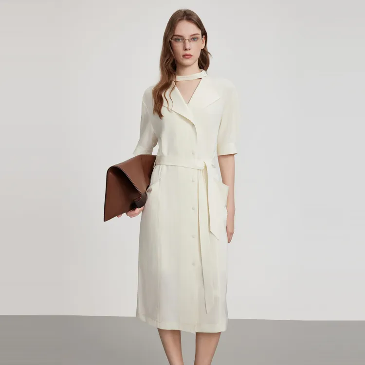 ELLE Short Sleeved Dress Women's Ecru-2