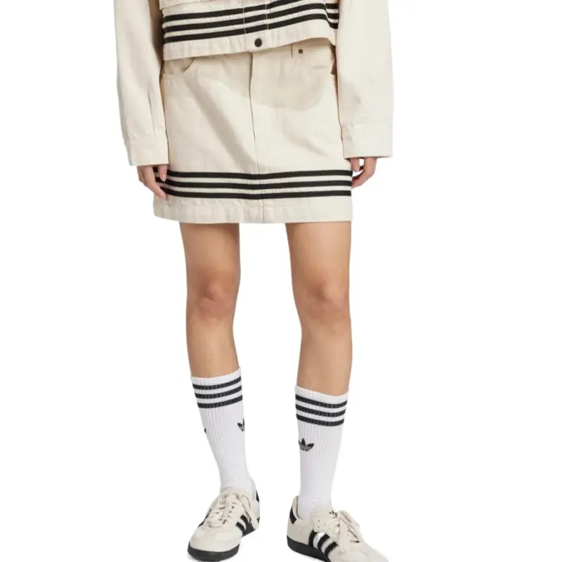Adidas Originals SS25 Casual Long Skirts Women's Natural Denim Beige Yellow-2