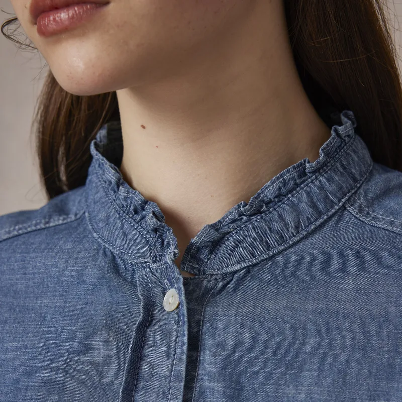 E.land Shirt Women's Medium Denim-4