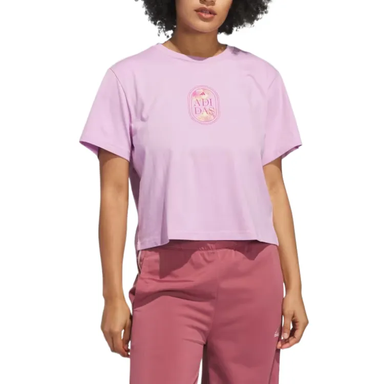 Adidas Free Shipping With AdiClub Jet Set Palms Graphic Crop Tee-1