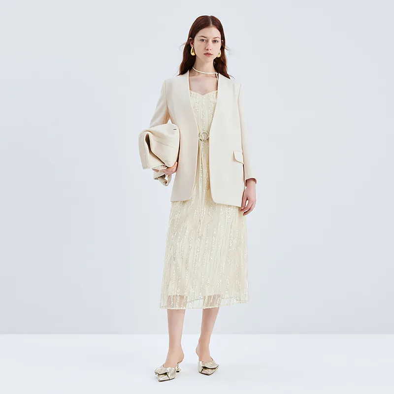IDPAN Medium Length Coat Women's Ecru-2