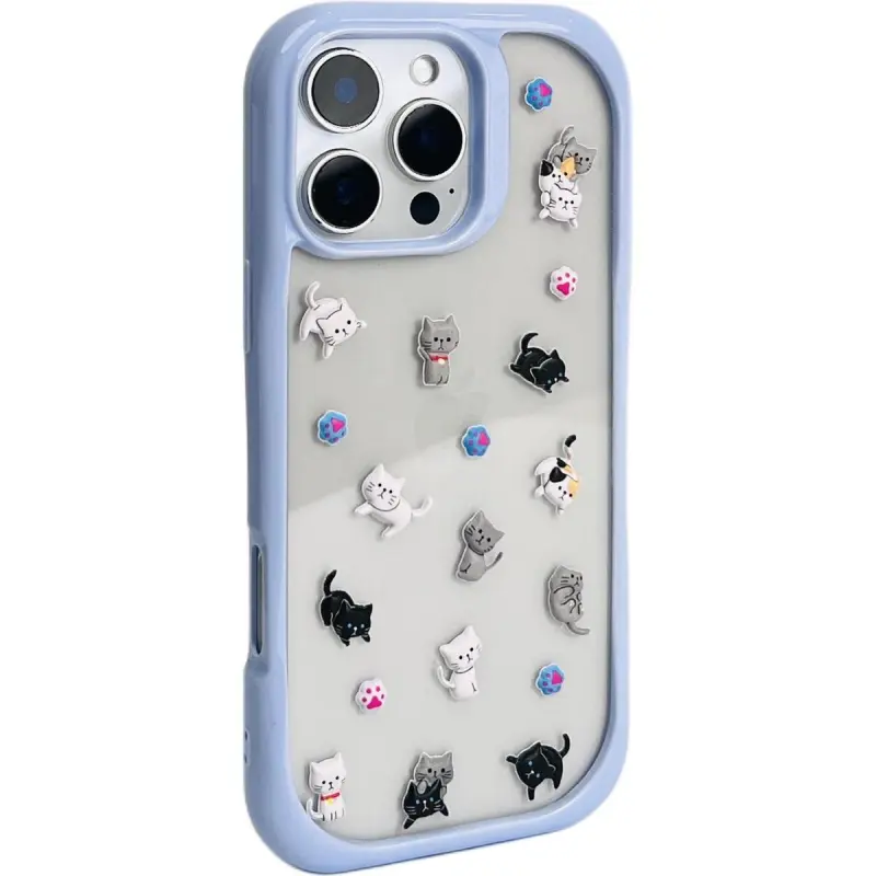 Sopi TPU Material Penguin Kitten DIY Sticker Phone Cases Compatible With IPhone 16/15 Pro Max/Apple 13/14 Pro/Max-5