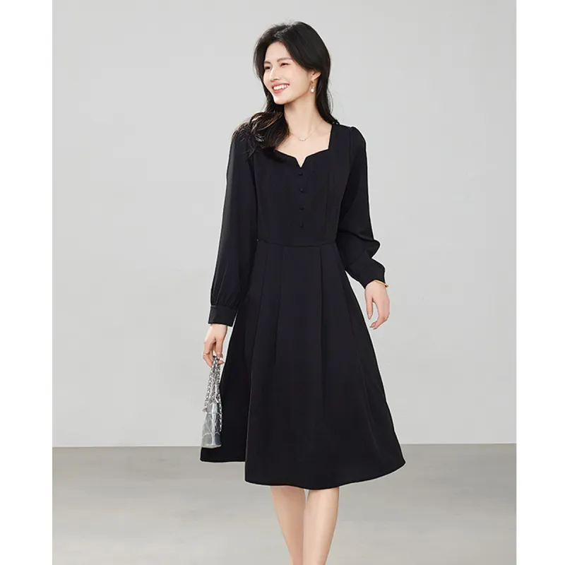 Still Quiet Long Sleeved Dress Women's Black-4