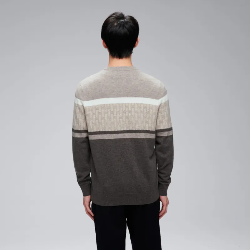 HLA Sweaters Men Khaki Stripes 68-2