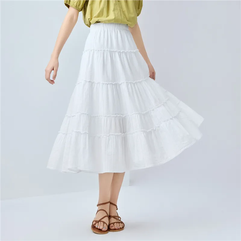 UNIQLO Casual Long Skirt Women's Bright White-4