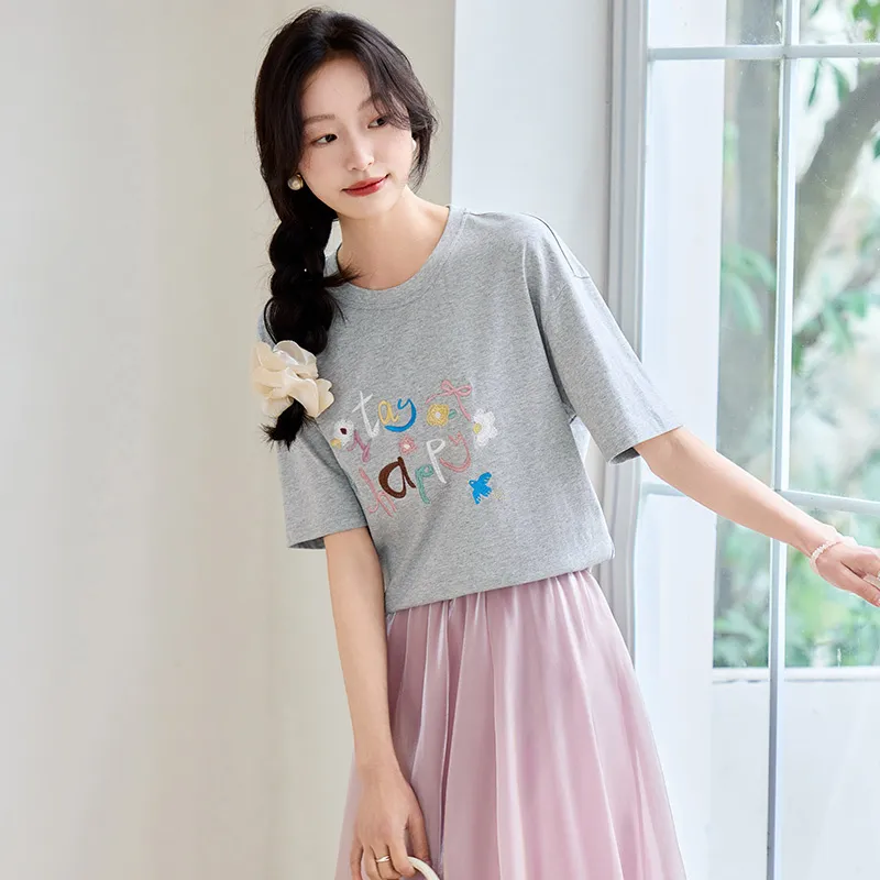 SENTUBILA Drop Shoulder Sleeve T Shirt Women's-4