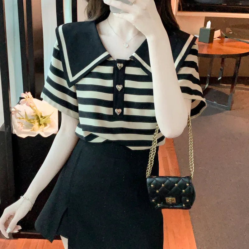 XIANSINIAO T Shirts Women's Stripes-2