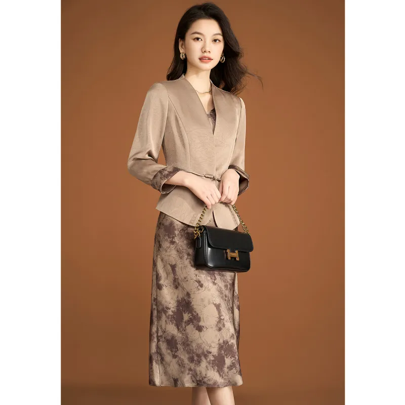 Mylan Long Sleeved Dress Women's Coffee-3