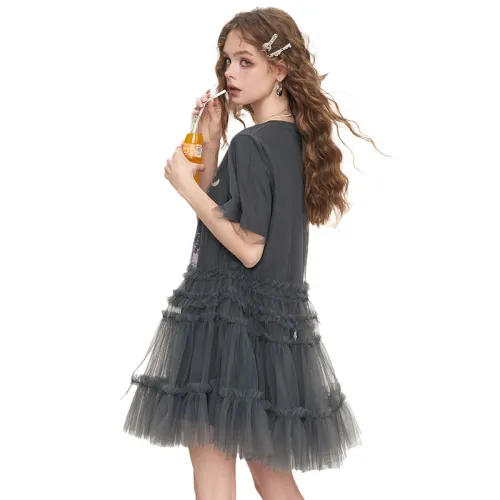 ELF SACK Short Sleeved Dress Women's Gray