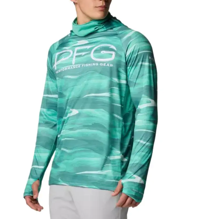 Columbia PFG Super Terminal Tackle Vent Sweatshirt Men's Enamel Green Obsidian-2