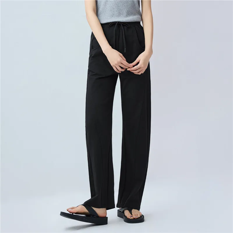 UNIQLO Knitted Sports Pants Women's Logo Black-2