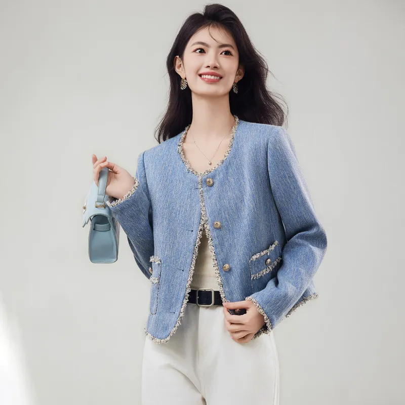 XINFEIYU Jacket Women's Denim Blue-4