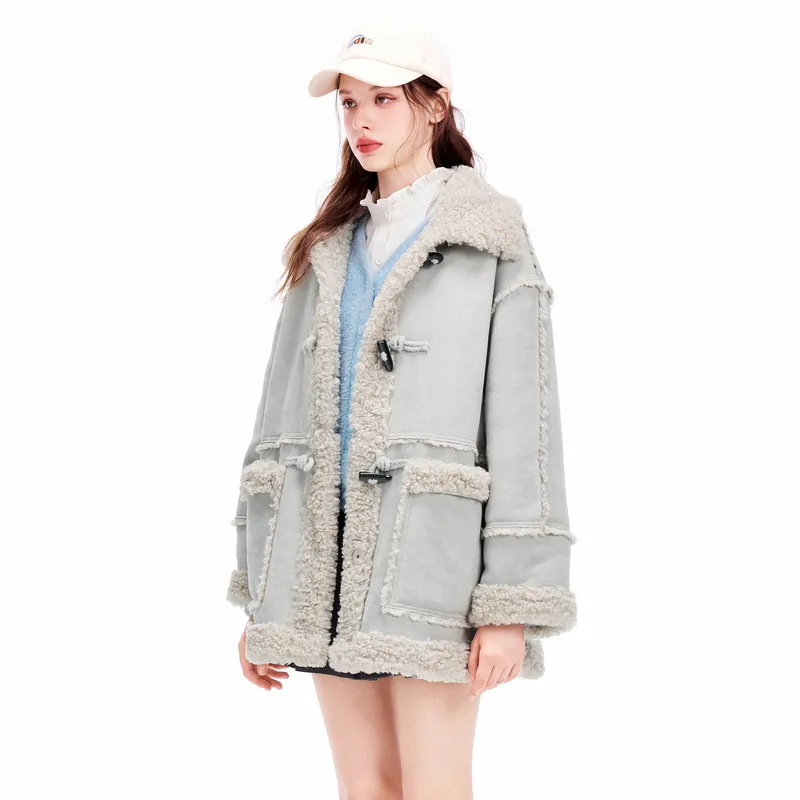 LEDIN x LOTSYOU Velvet feel Coat Women's Glacier Gray-5