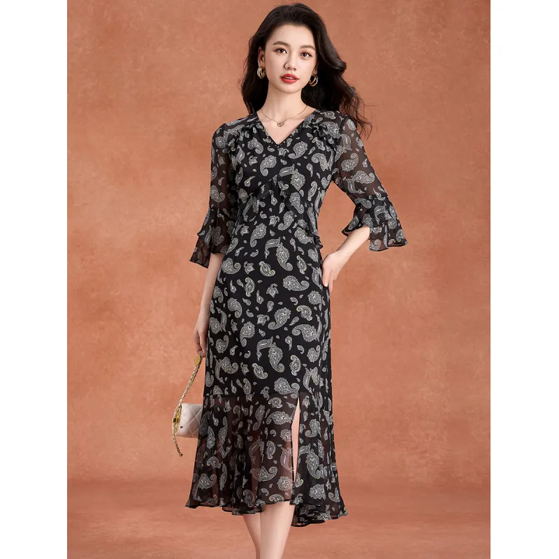 Mylan Long Sleeved Dress Cinched Waist Women's-5