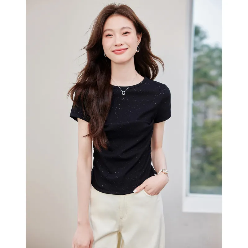Love Elaine Set in Sleeve T Shirt Women's Cinched Waist-7