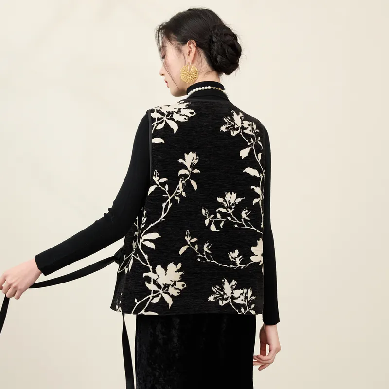 3COLOUR Vest Women's Black Rice Floral-6