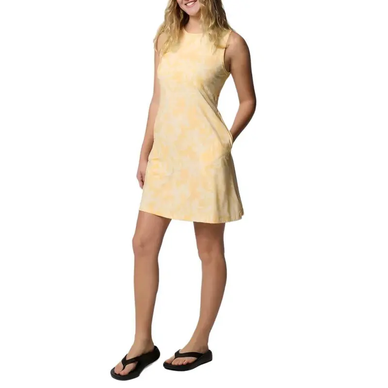 Columbia PFG Freezer Sleeveless Dress Women's Broad Leaf Cocoa Butter-1