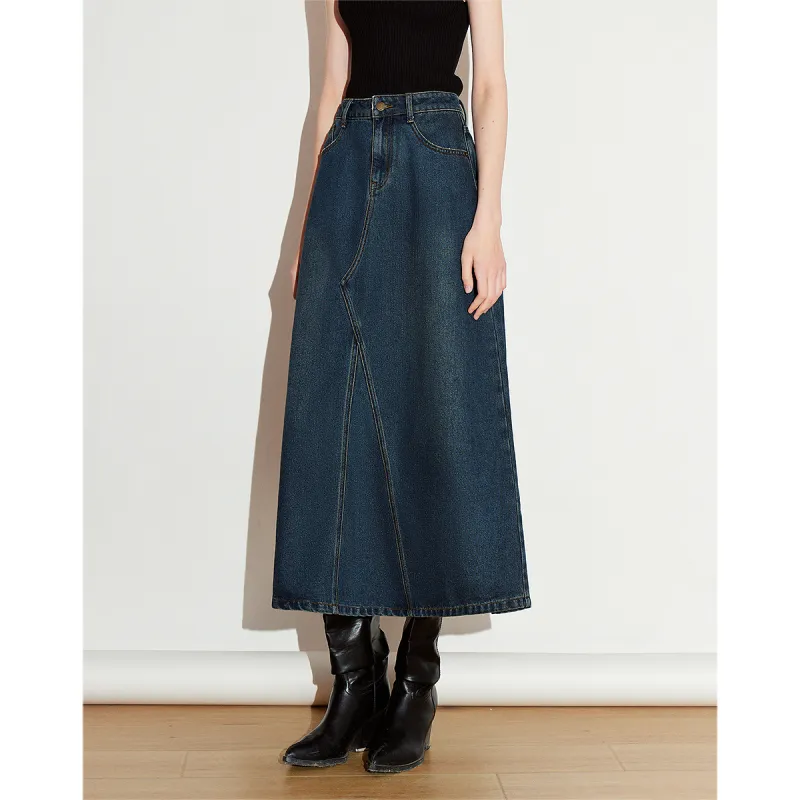 Initial Language Casual Long Skirts Women's Teal-2