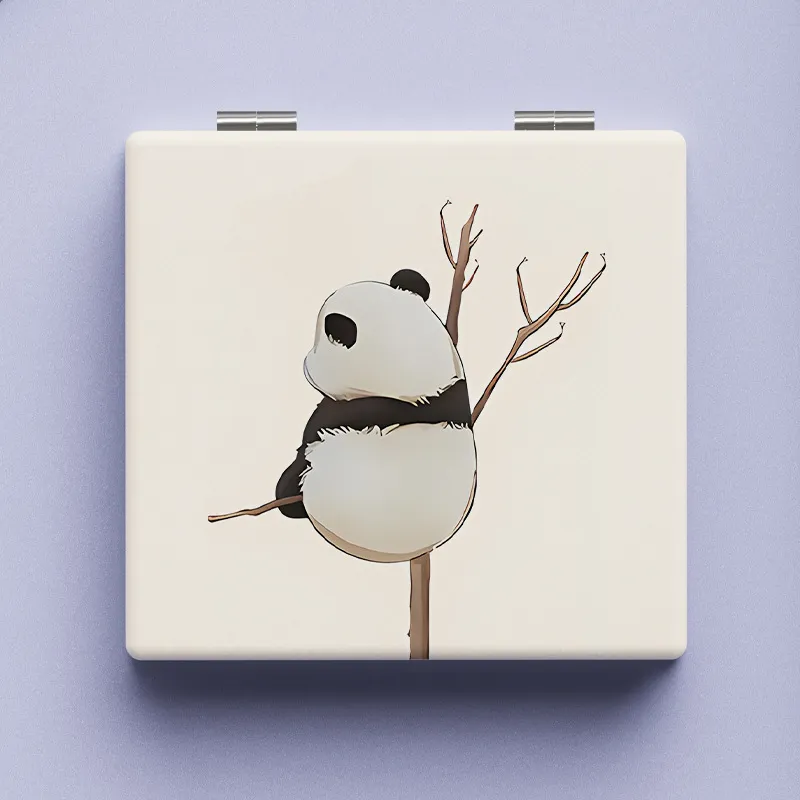 LIANXIANGKE Panda Foldable Cute Portable Grooming Kit For On The Go Make Up Mirrors-1