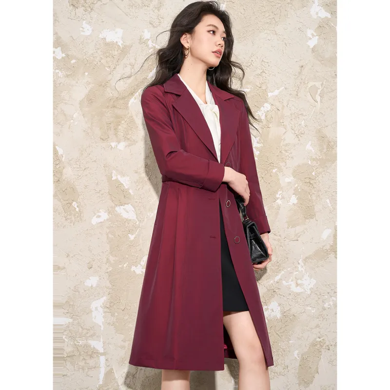 Mylan Spring Fall Trench Coat Loose Fit Women's Fuchsia-2